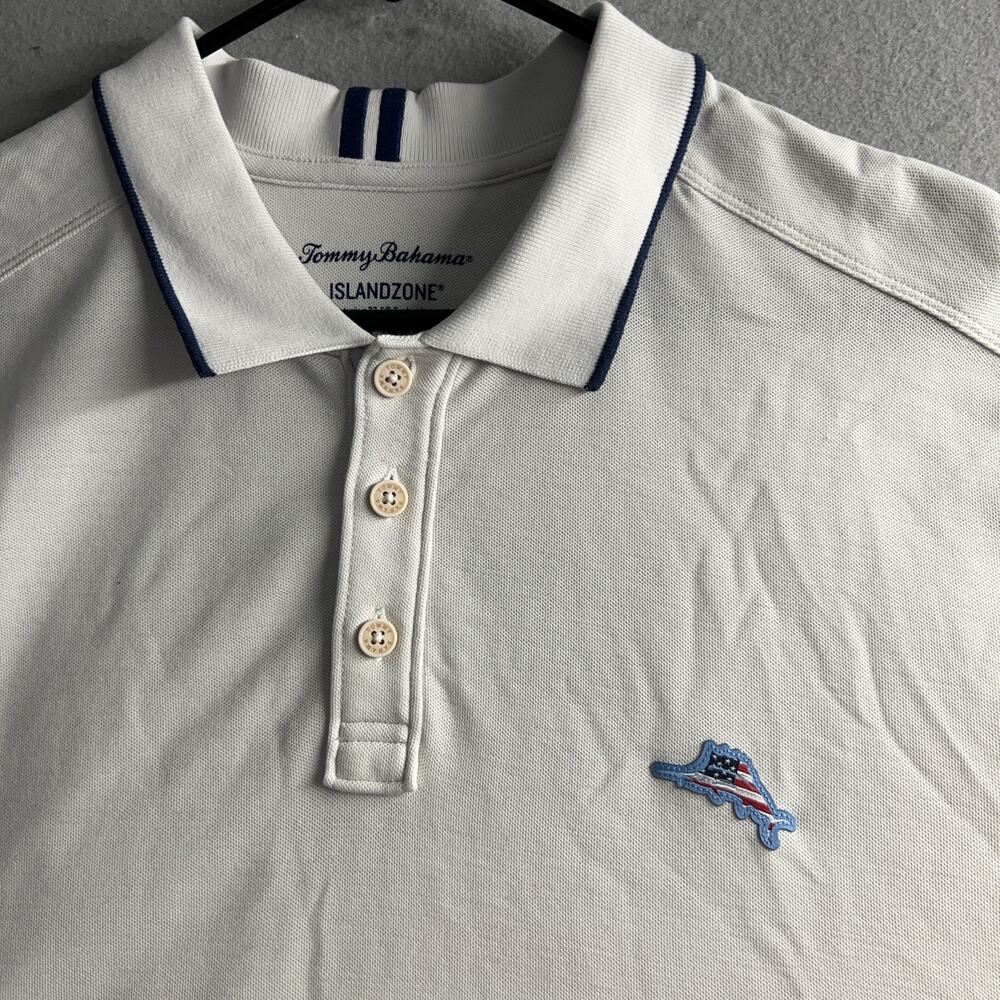 Tommy Bahama Island Zone Supima Men's Polo Shirt XXL USA Flag Back Design